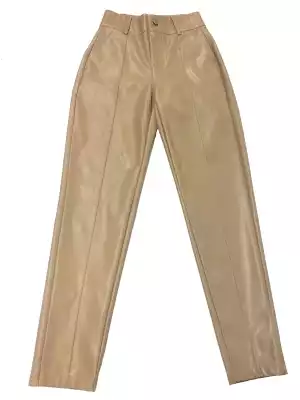 Кожаные брюки,прямые,S-XL размер,бежевый